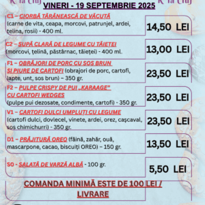 VINERI - 19 SEPTEMBRIE 2025