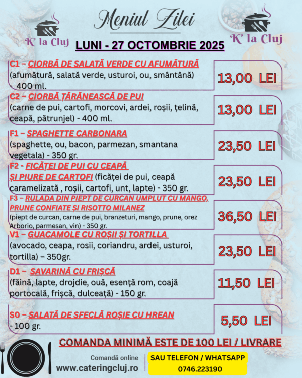 LUNI – 27 OCTOMBRIE 2025
