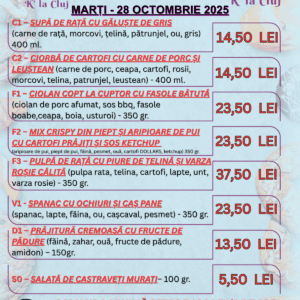 MARȚI - 28 OCTOMBRIE 2025