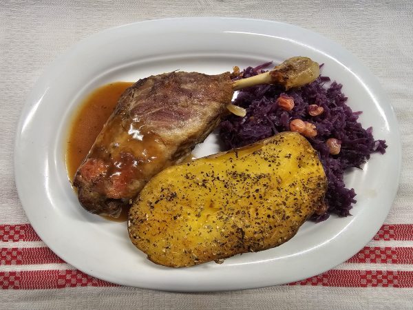 F3 - PULPA DE RATA PE VARZA ROSIE CALITA SI CARTOFI GRATIN (pulpa de ...